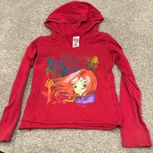 Disney long sleeve hooded Ariel shirt red girl Sz 7/8